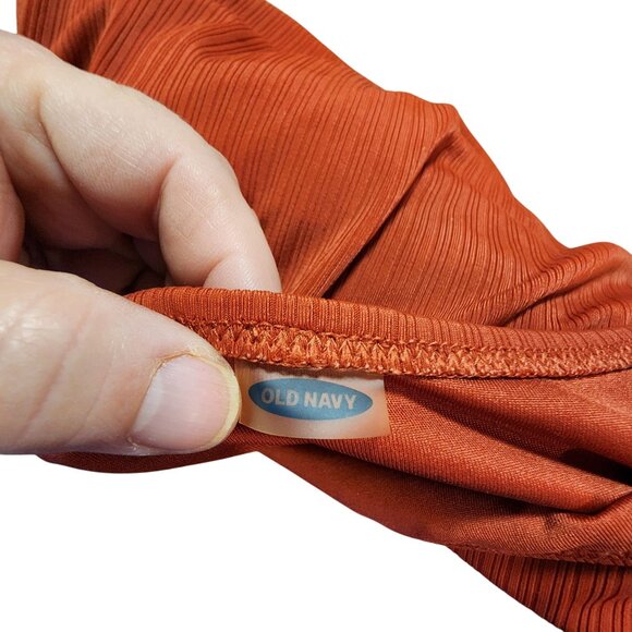 Old Navy Womens High-Waisted Ribbed Bikini Bottoms Rust Orange Size L - Picture 3 of 4